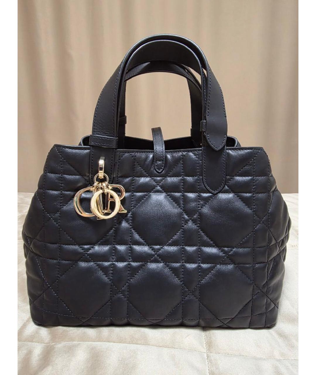 CHRISTIAN DIOR Черная кожаная сумка с короткими ручками, фото 10