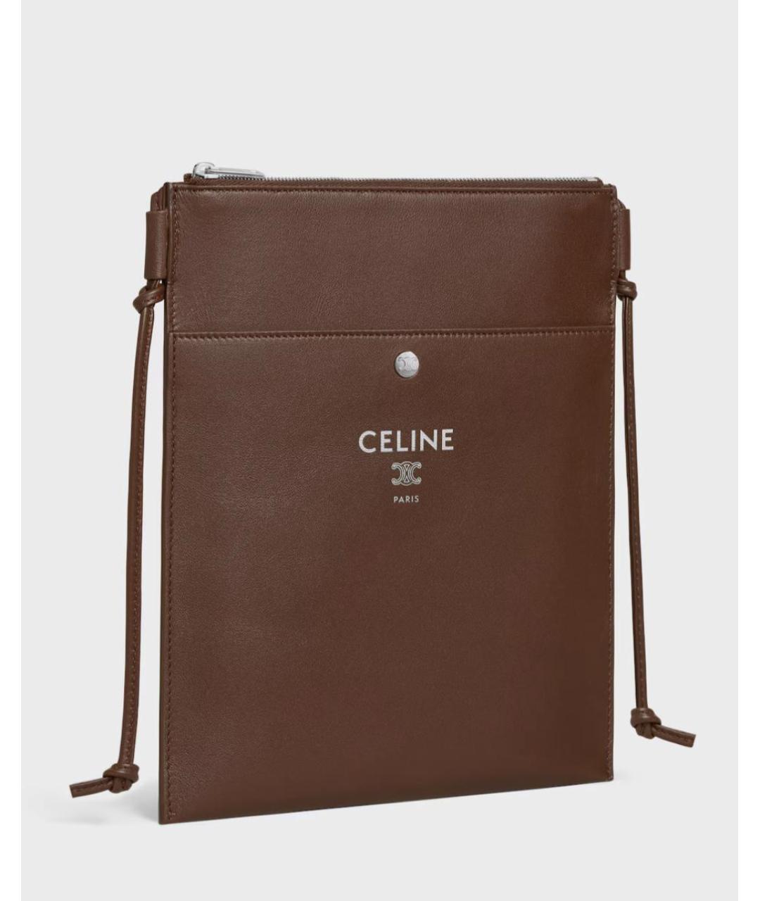 CELINE Коричневая кожаная сумка через плечо, фото 2