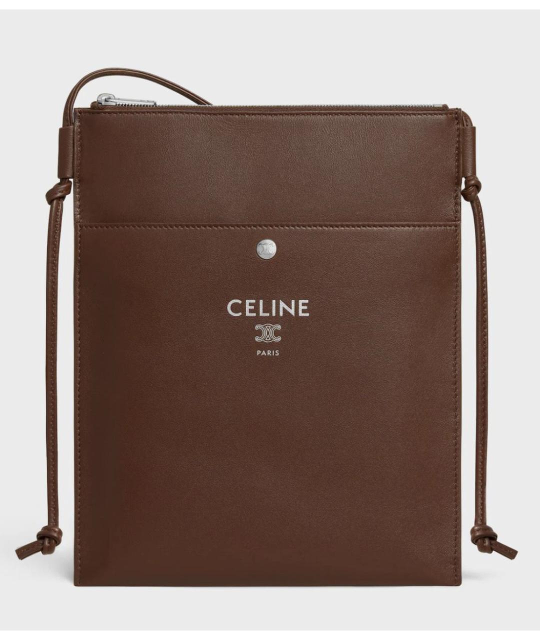 CELINE Коричневая кожаная сумка через плечо, фото 5