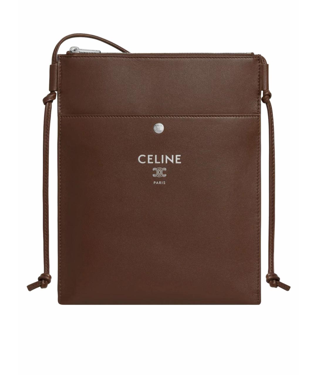 CELINE Коричневая кожаная сумка через плечо, фото 1