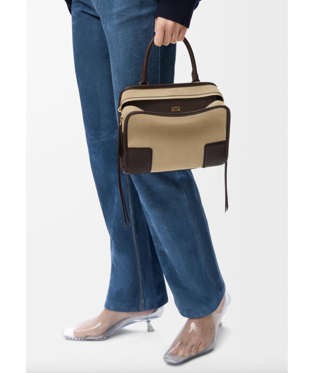 LOEWE Бежевая кожаная сумка через плечо, фото 2