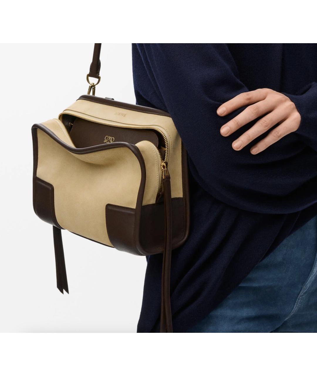 LOEWE Бежевая кожаная сумка через плечо, фото 3