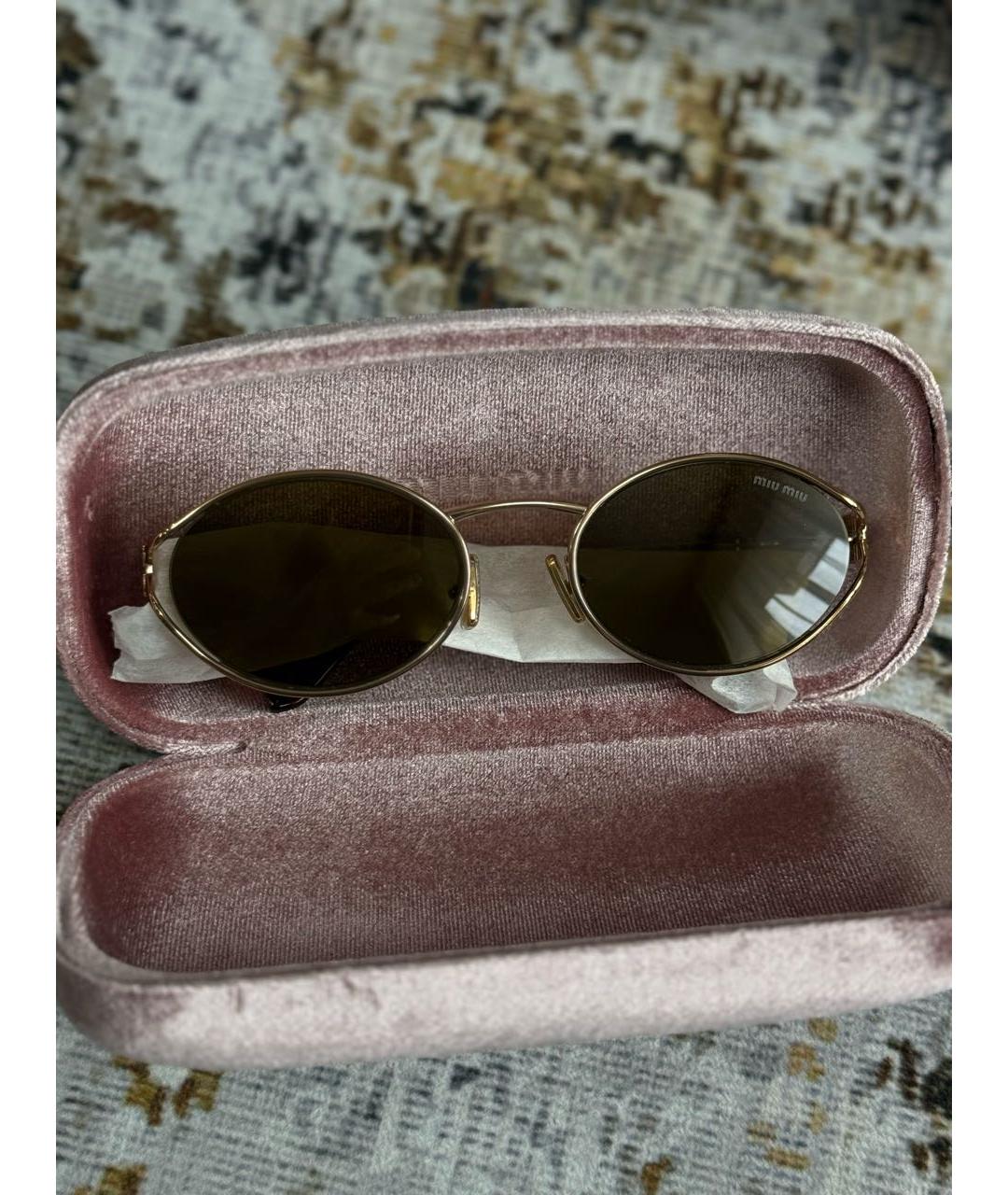 MIU MIU Коричневые металлические солнцезащитные очки, фото 5