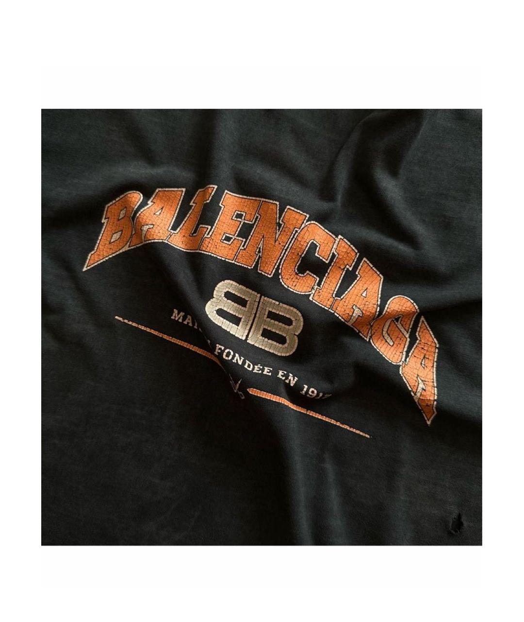 BALENCIAGA Антрацитовая хлопковая футболка, фото 3