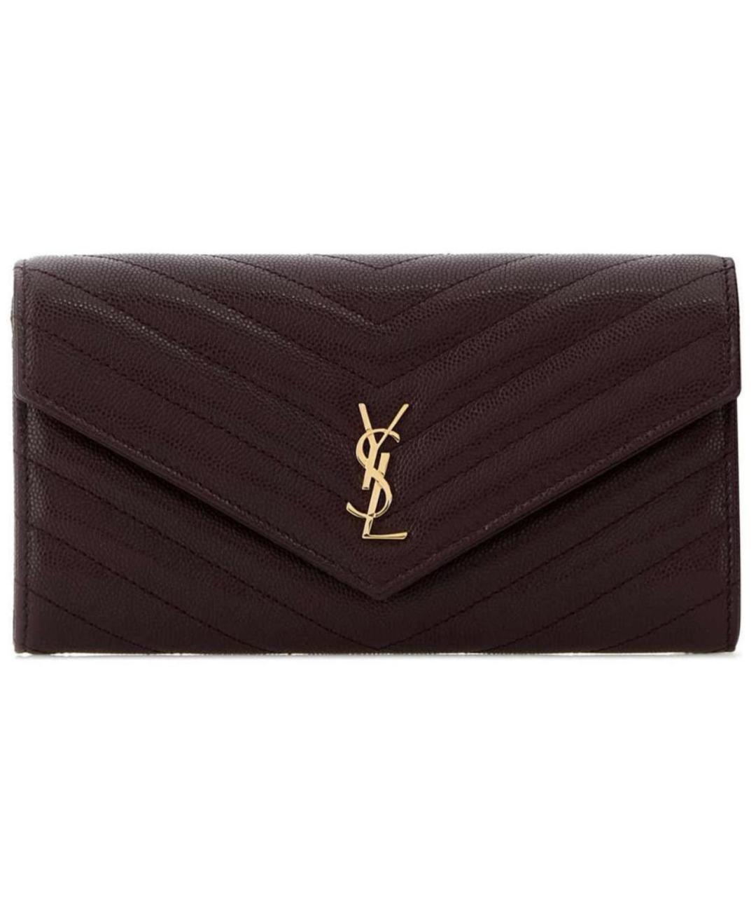 SAINT LAURENT Бордовый кожаный кошелек, фото 3