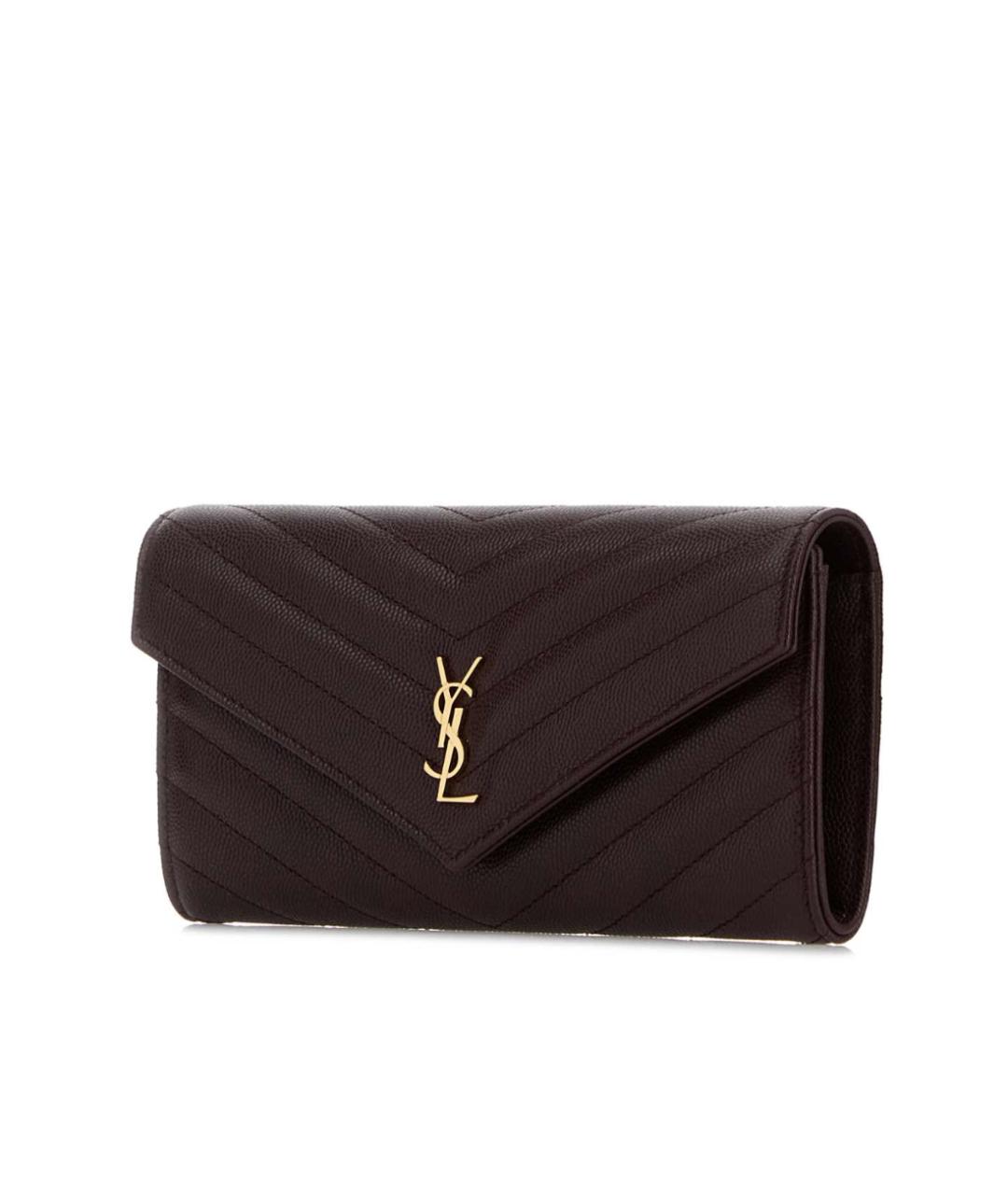 SAINT LAURENT Бордовый кожаный кошелек, фото 2