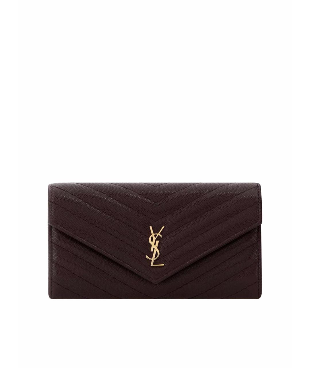 SAINT LAURENT Бордовый кожаный кошелек, фото 1