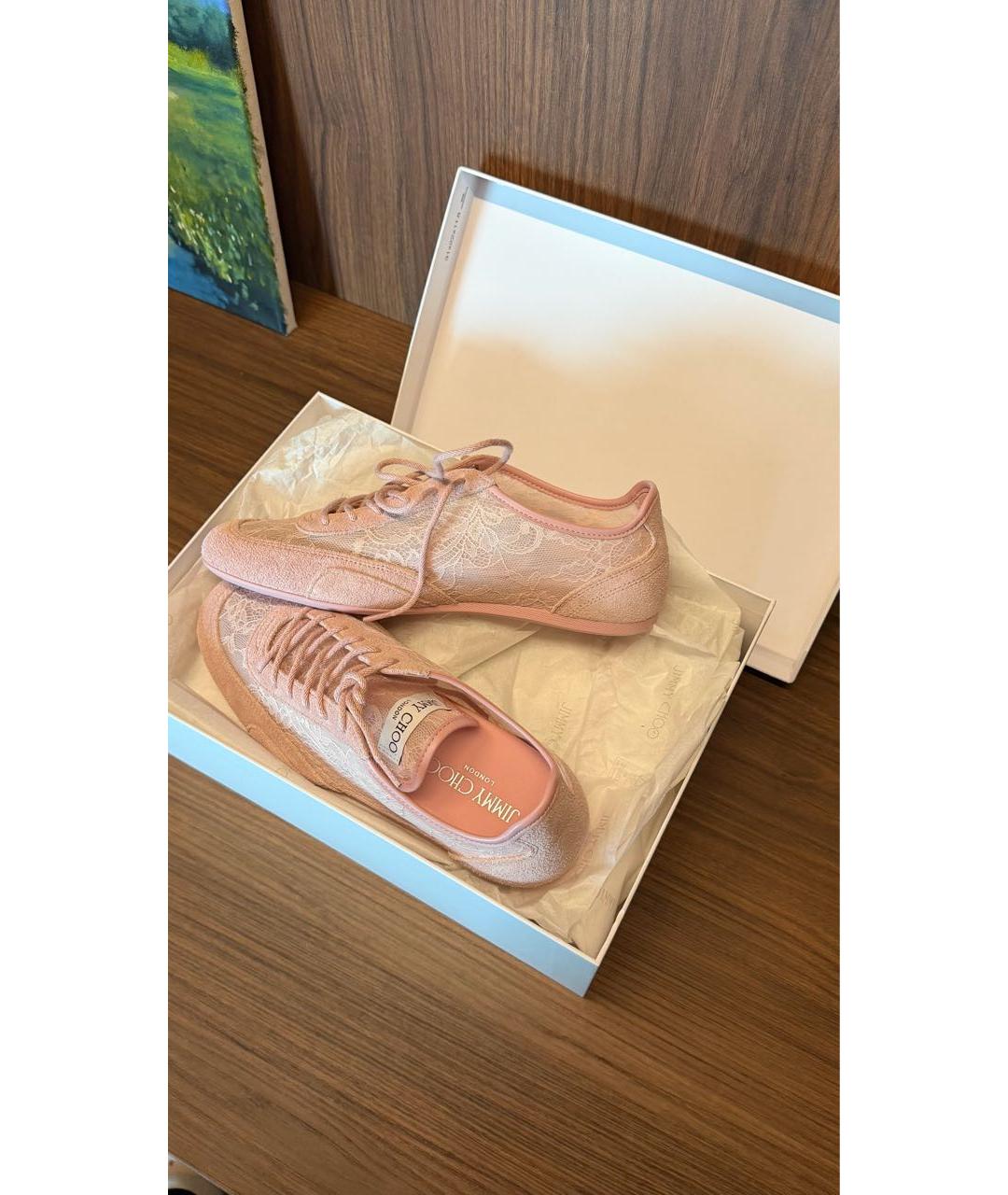 JIMMY CHOO Розовые текстильные кеды, фото 4