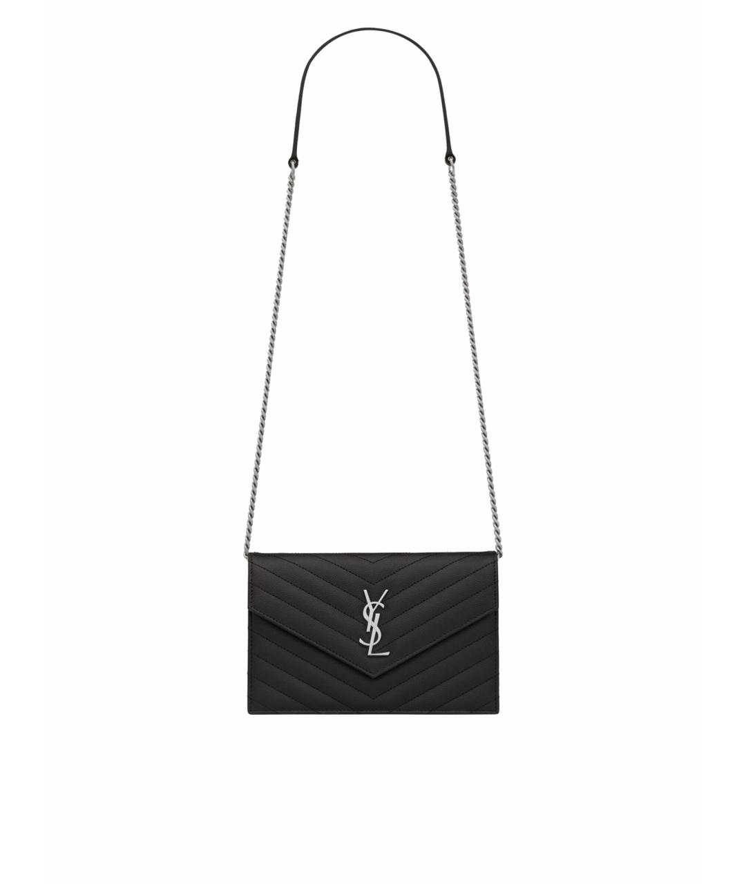 SAINT LAURENT Черная кожаная сумка через плечо, фото 1