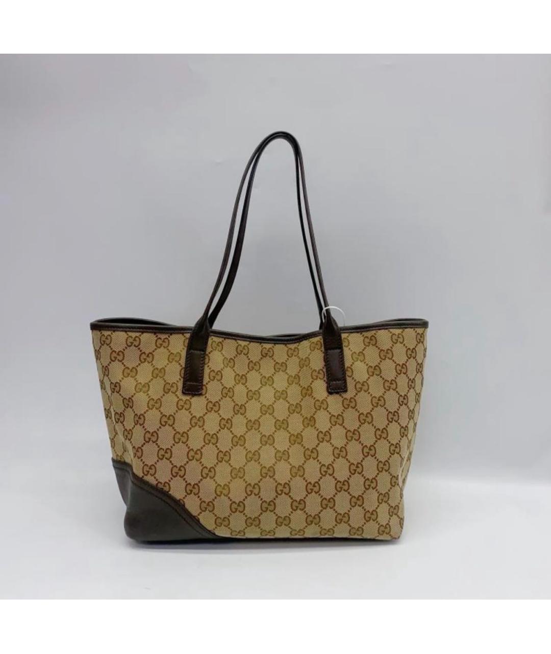 GUCCI Коричневая тканевая сумка тоут, фото 4