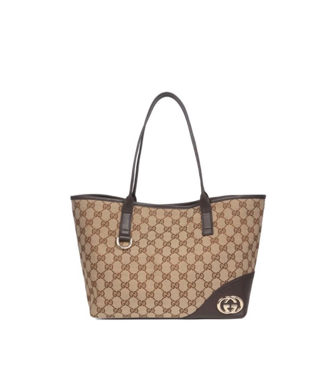 GUCCI Коричневая тканевая сумка тоут, фото 8