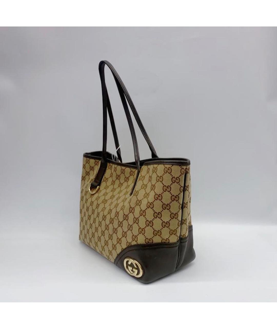 GUCCI Коричневая тканевая сумка тоут, фото 3