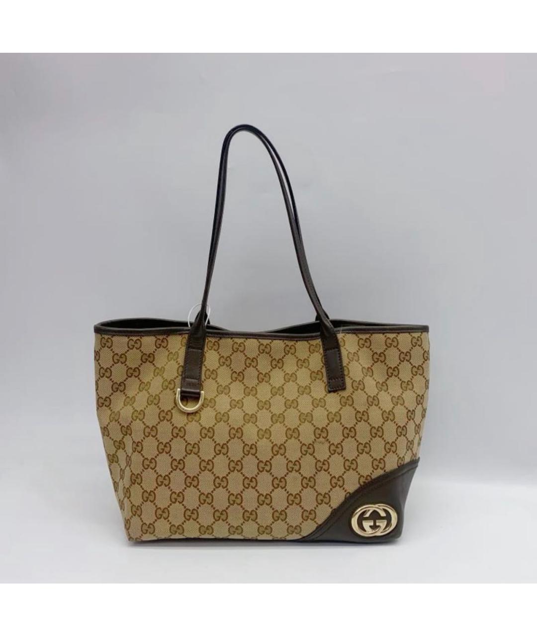 GUCCI Коричневая тканевая сумка тоут, фото 2