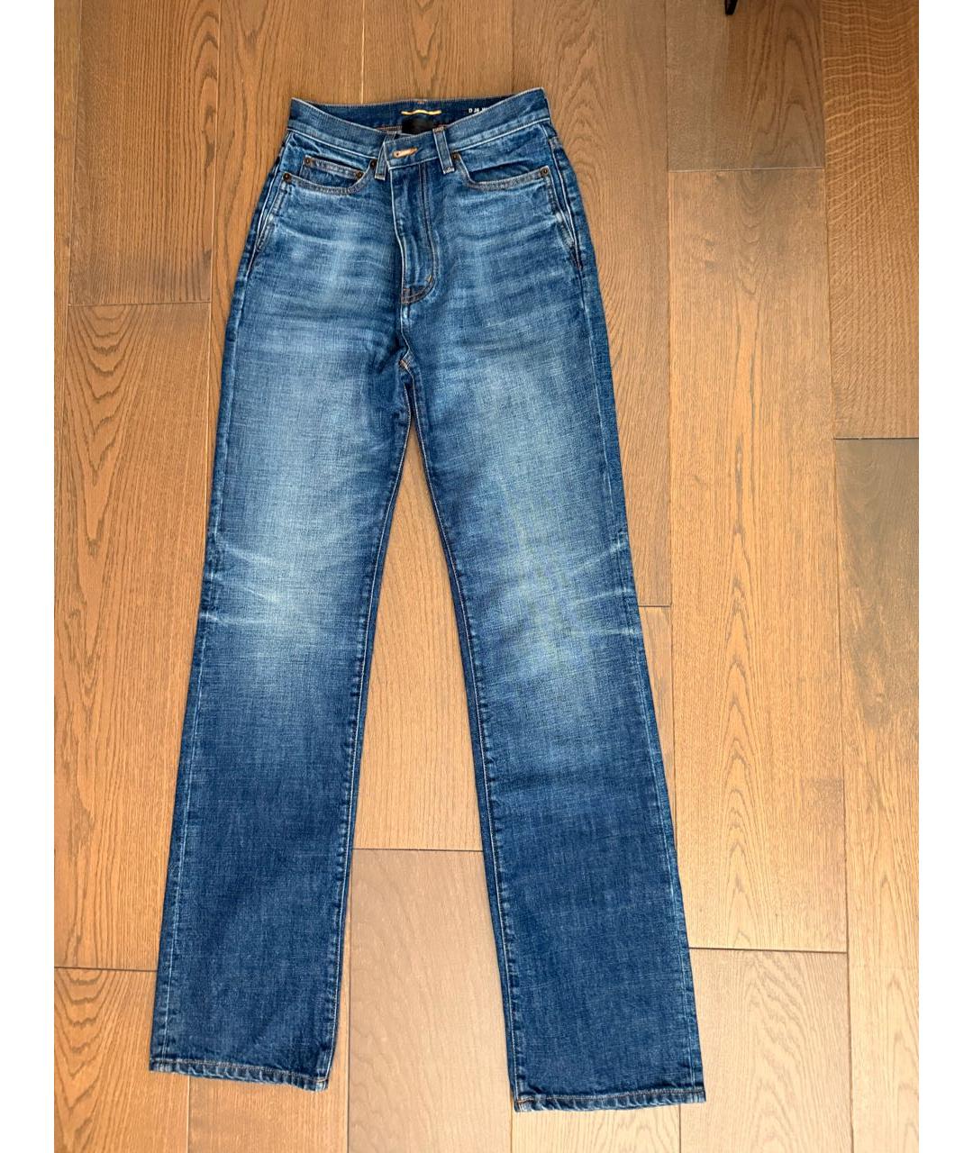 SAINT LAURENT Синие хлопковые прямые джинсы, фото 8