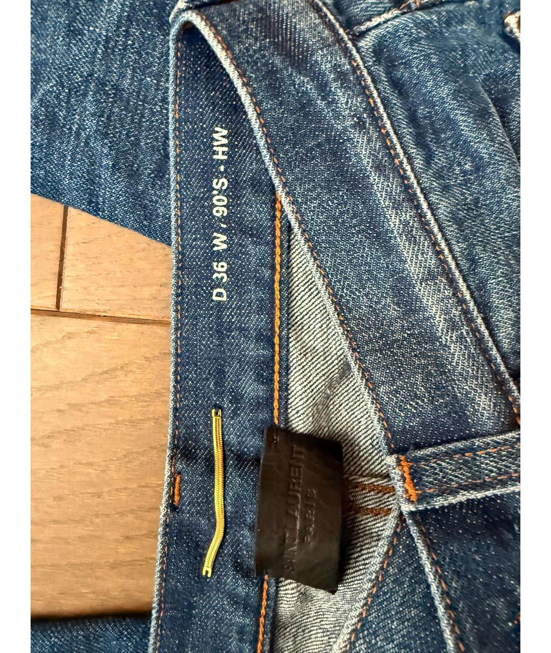 SAINT LAURENT Синие хлопковые прямые джинсы, фото 6