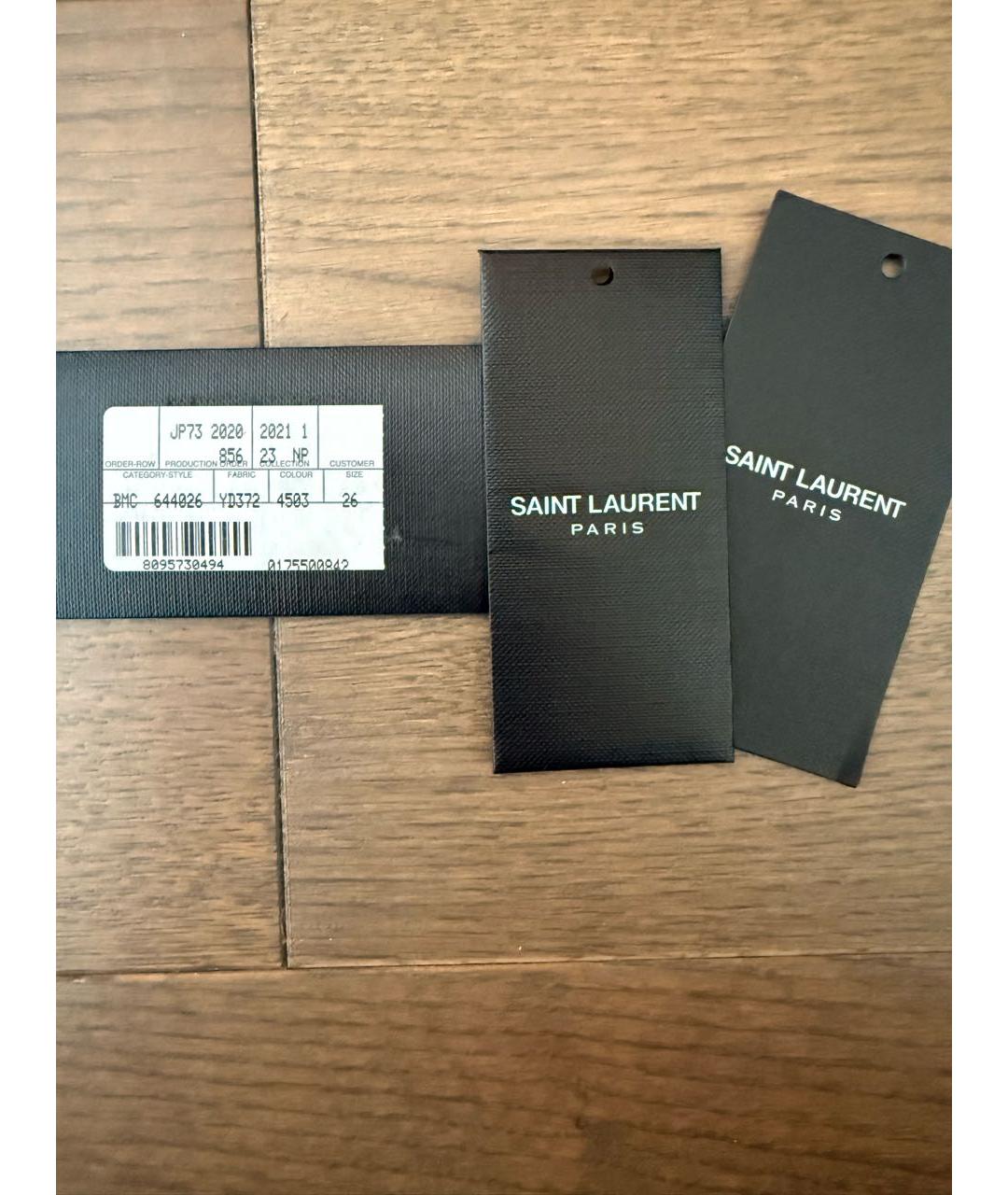 SAINT LAURENT Синие хлопковые прямые джинсы, фото 3