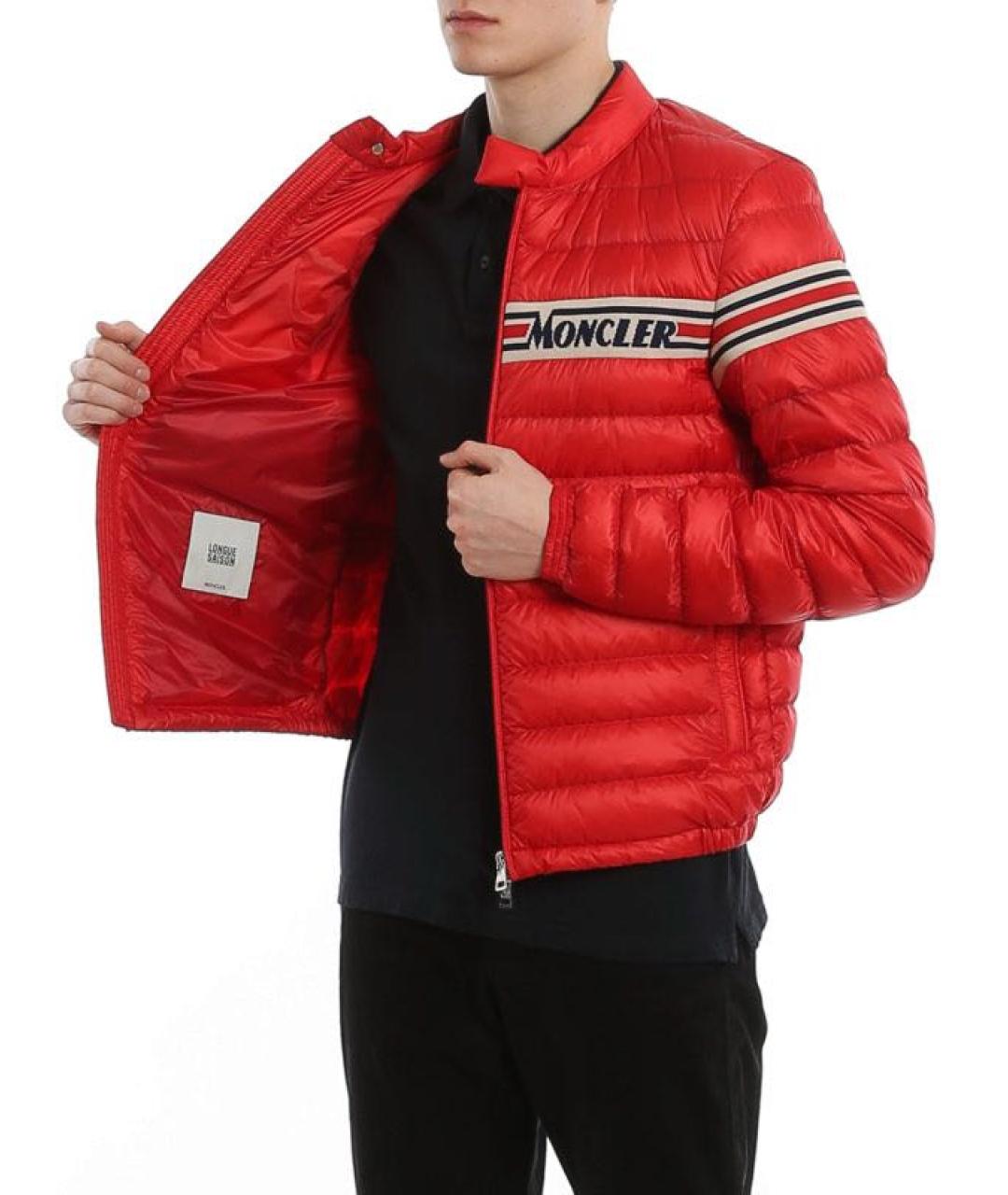 MONCLER Красная полиамидовая куртка, фото 5