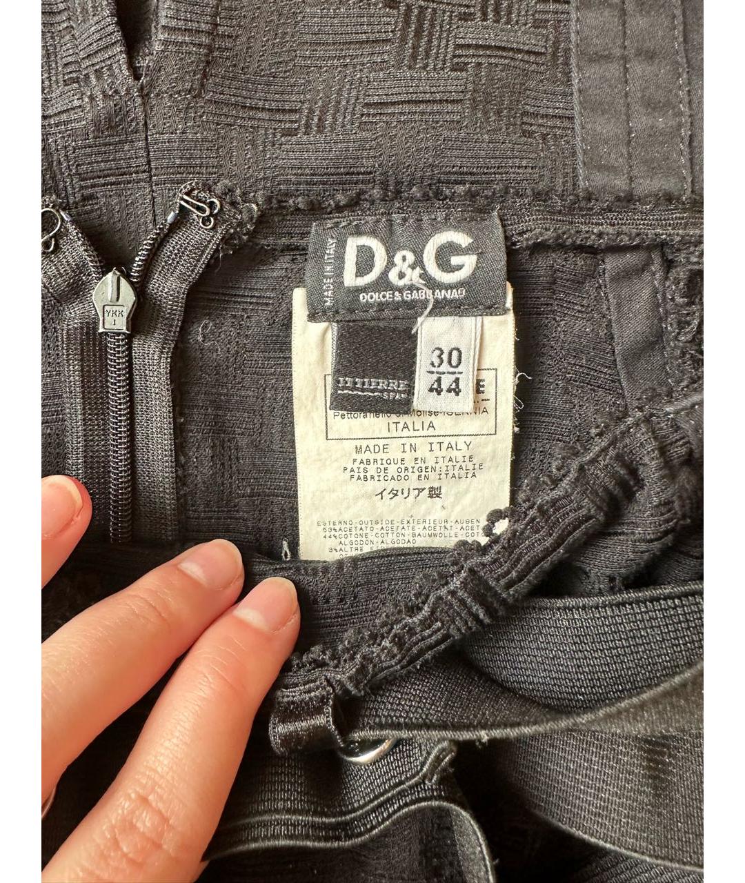 DOLCE&GABBANA Черная хлопковая юбка миди, фото 3