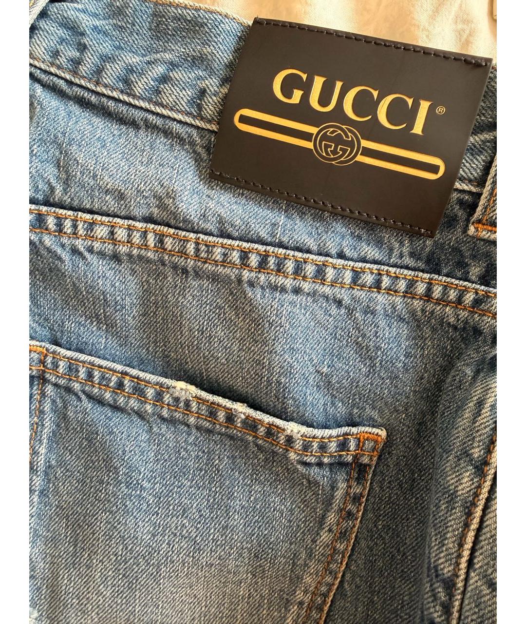 GUCCI Синие хлопковые прямые джинсы, фото 4
