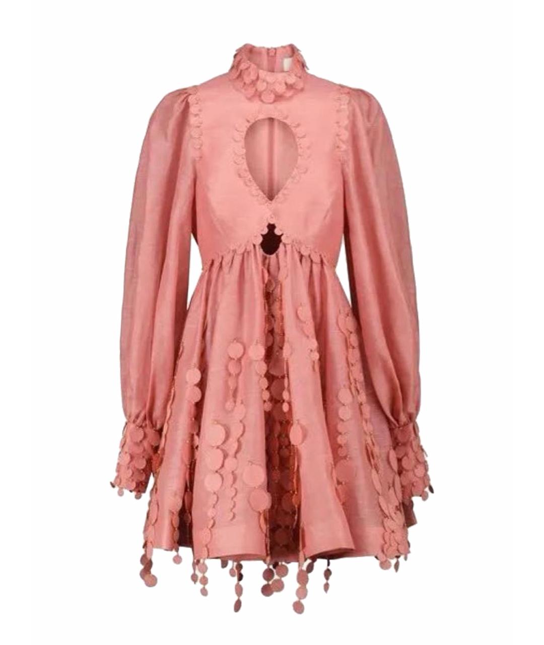 ZIMMERMANN Коралловое льняное коктейльное платье, фото 1
