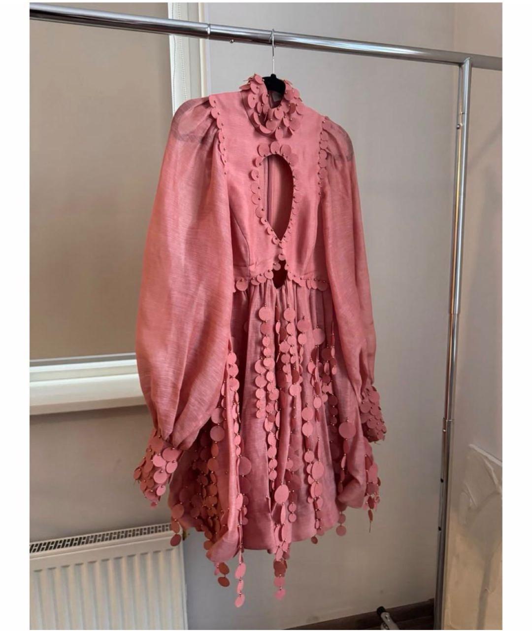 ZIMMERMANN Коралловое льняное коктейльное платье, фото 4