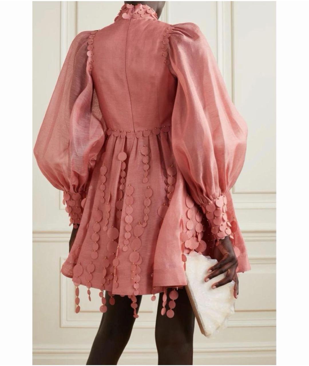 ZIMMERMANN Коралловое льняное коктейльное платье, фото 2
