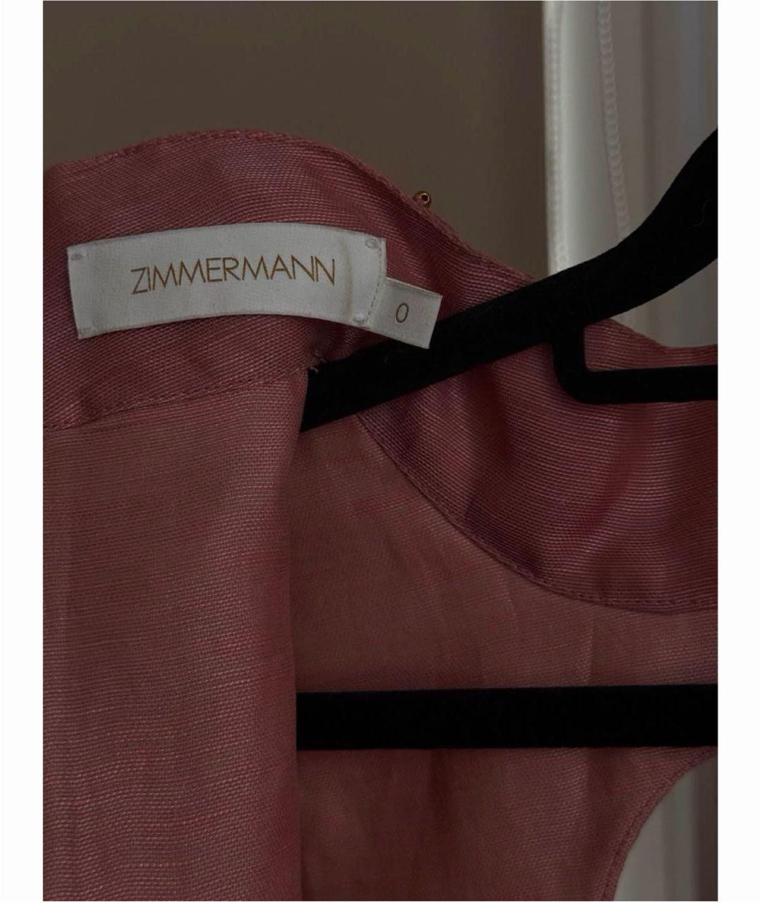 ZIMMERMANN Коралловое льняное коктейльное платье, фото 8