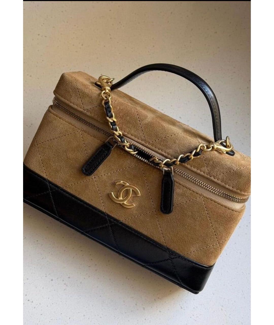 CHANEL Коричневая замшевая сумка с короткими ручками, фото 5