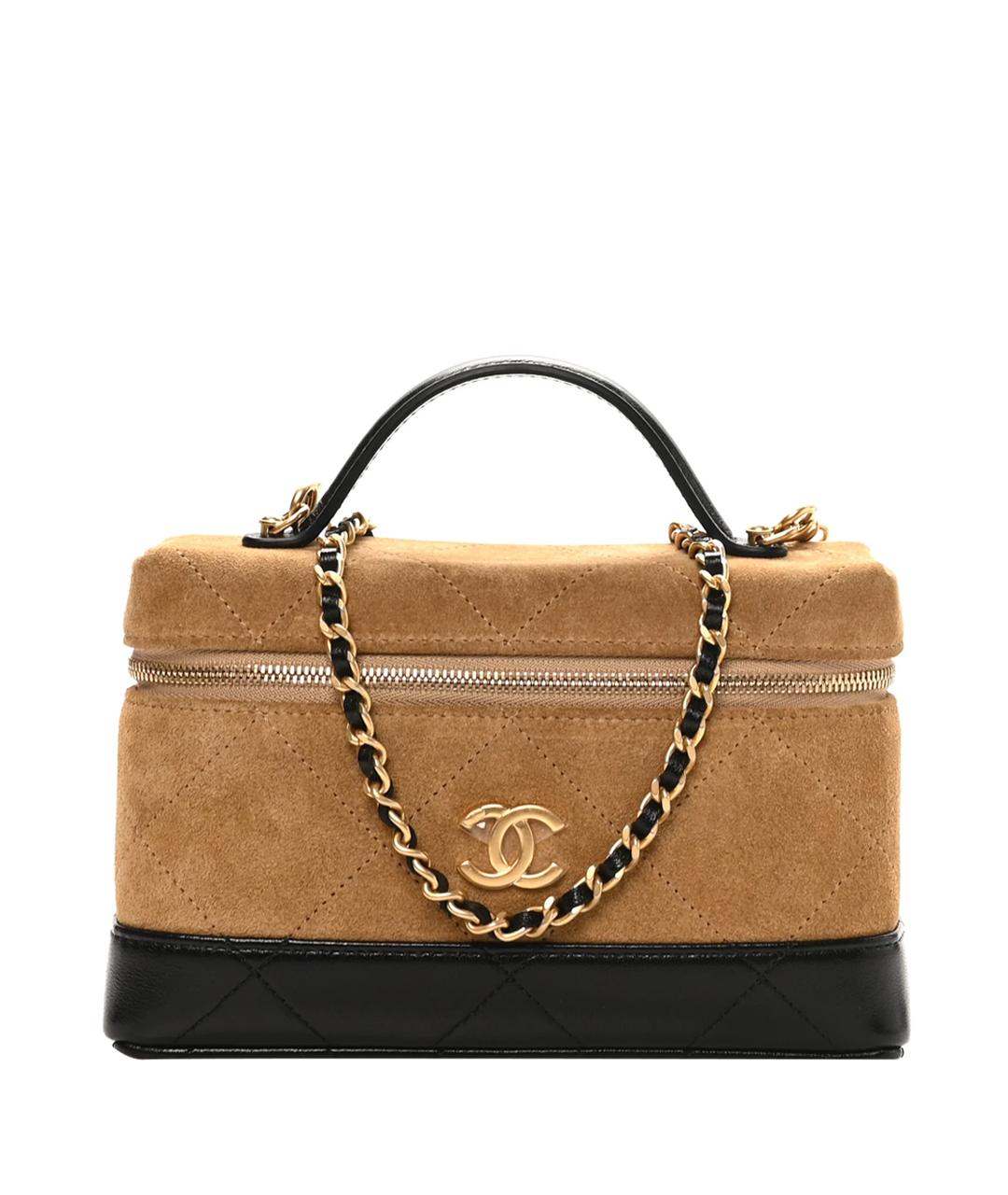 CHANEL Коричневая замшевая сумка с короткими ручками, фото 1