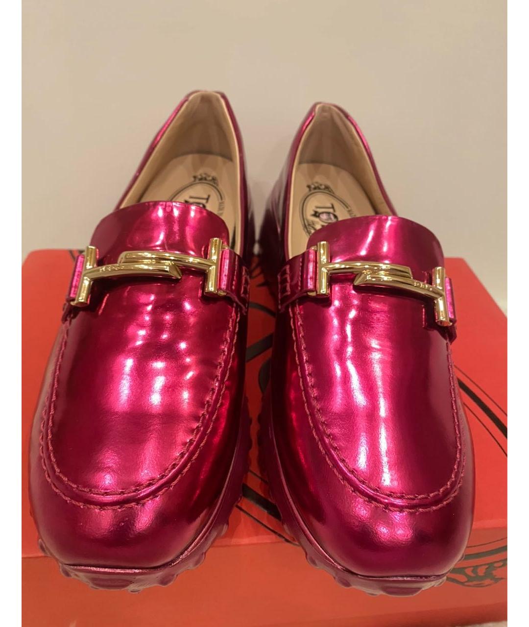 TOD'S Фуксия кожаные лоферы, фото 4