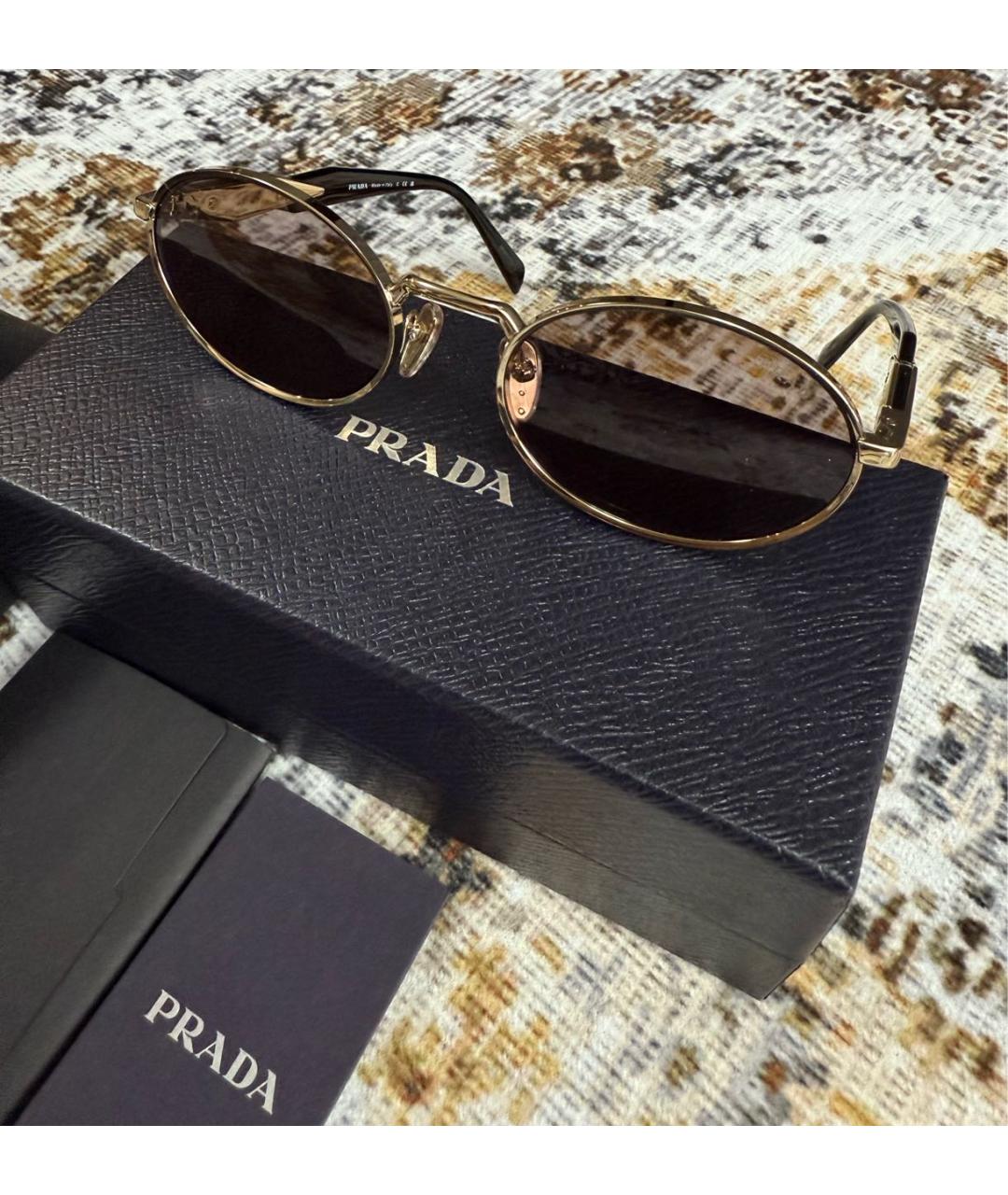 PRADA Коричневые металлические солнцезащитные очки, фото 3