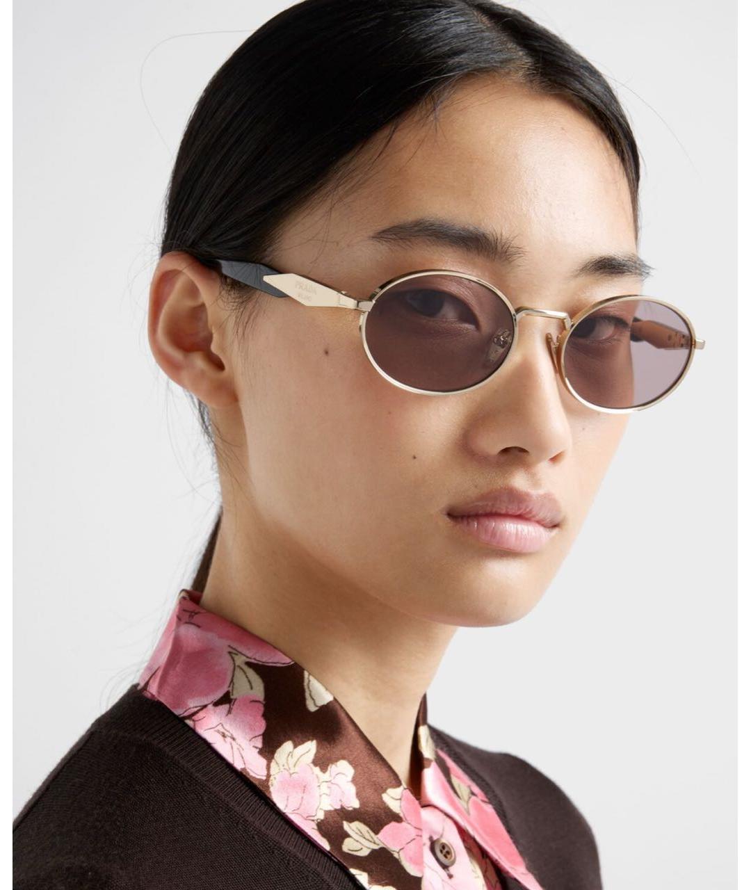 PRADA Коричневые металлические солнцезащитные очки, фото 5