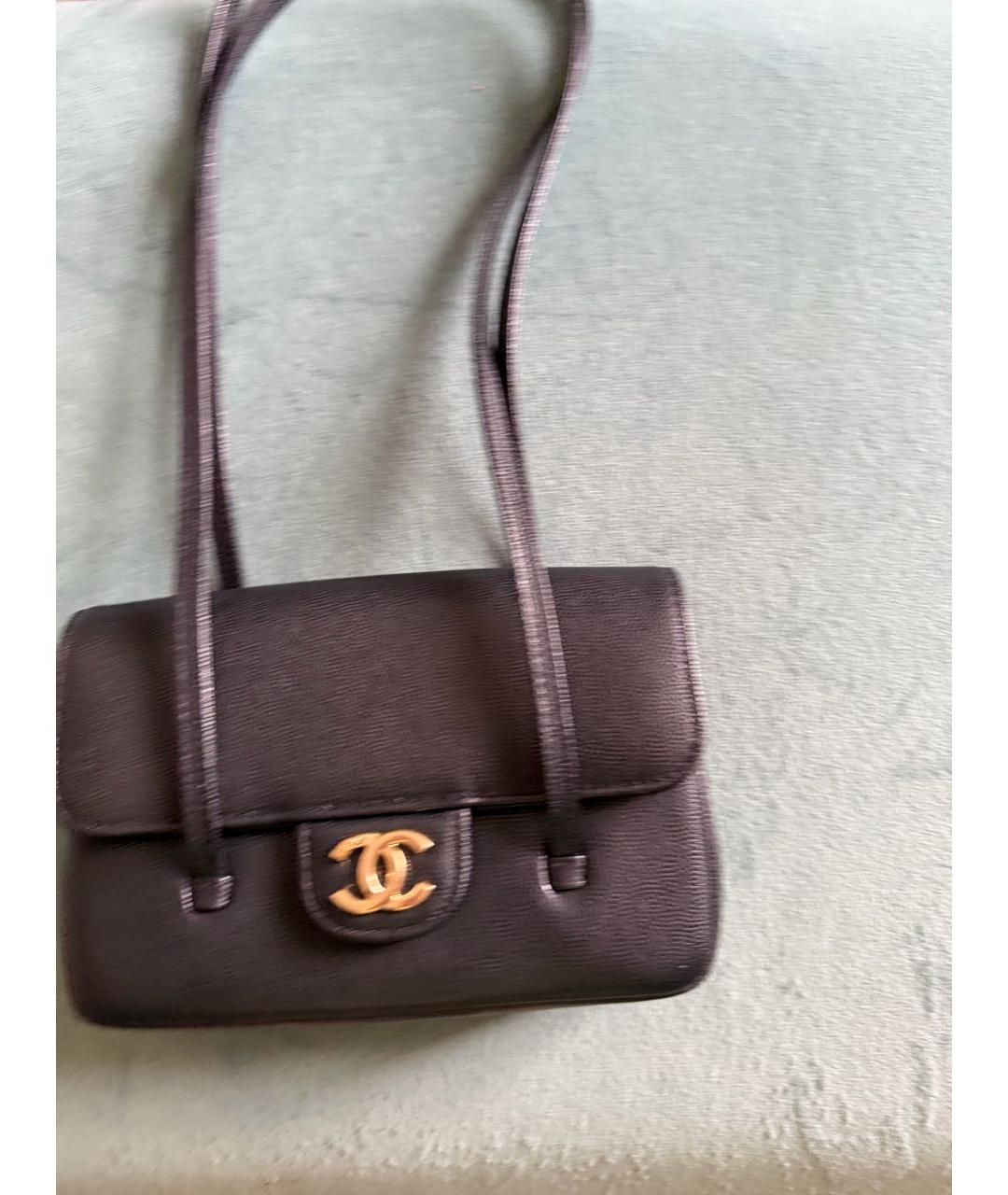 CHANEL Черная кожаная сумка с короткими ручками, фото 3
