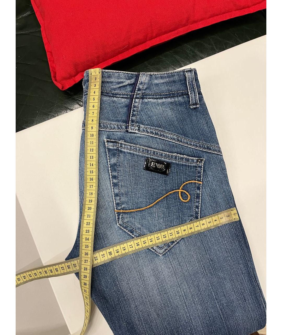 EMPORIO ARMANI Синие хлопко-эластановые джинсы слим, фото 3