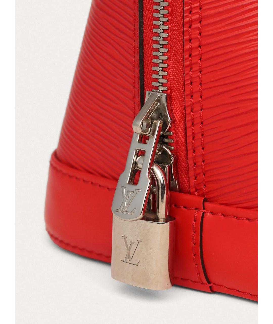 LOUIS VUITTON Красная кожаная сумка с короткими ручками, фото 8