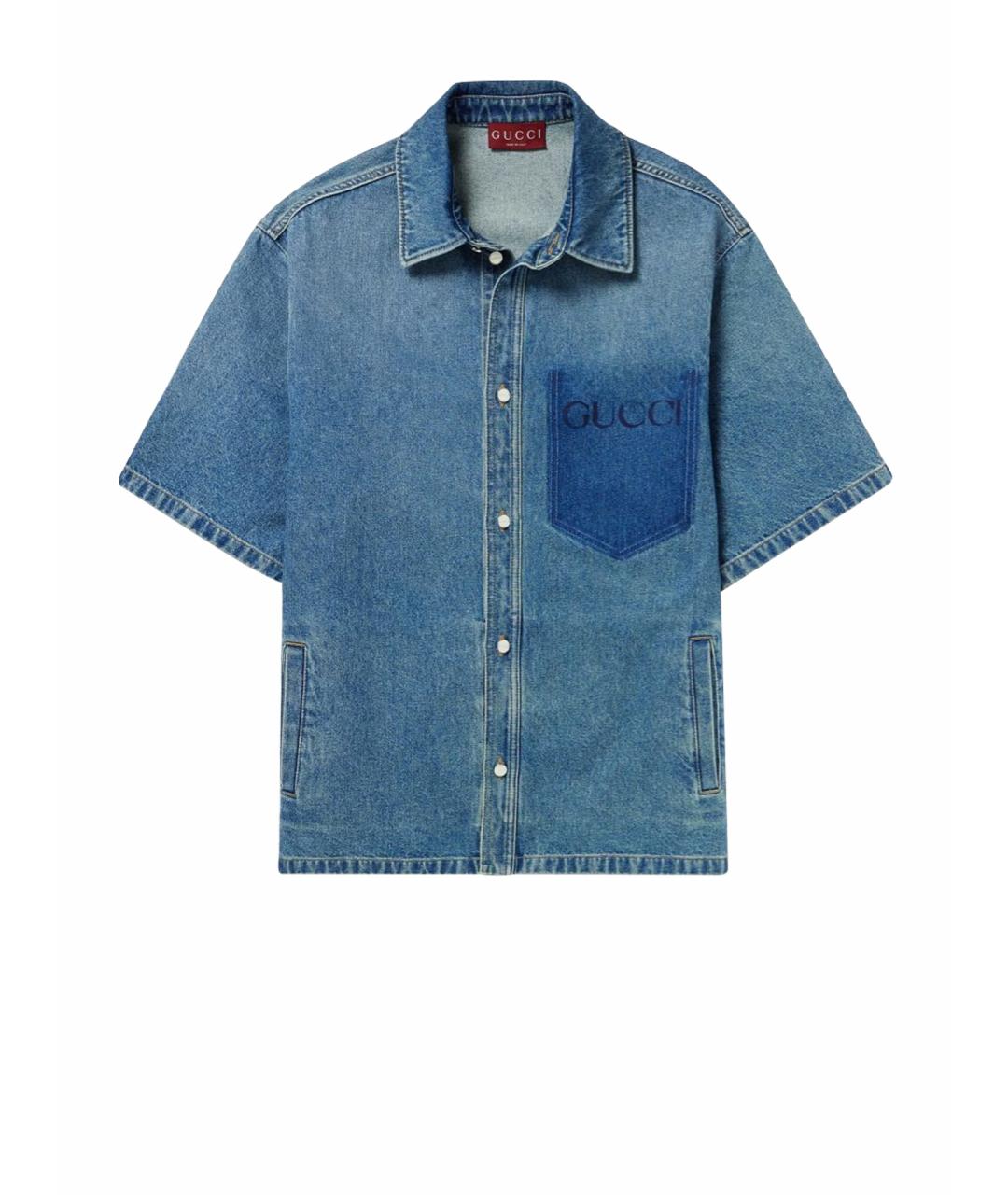 GUCCI Синяя хлопковая кэжуал рубашка, фото 1