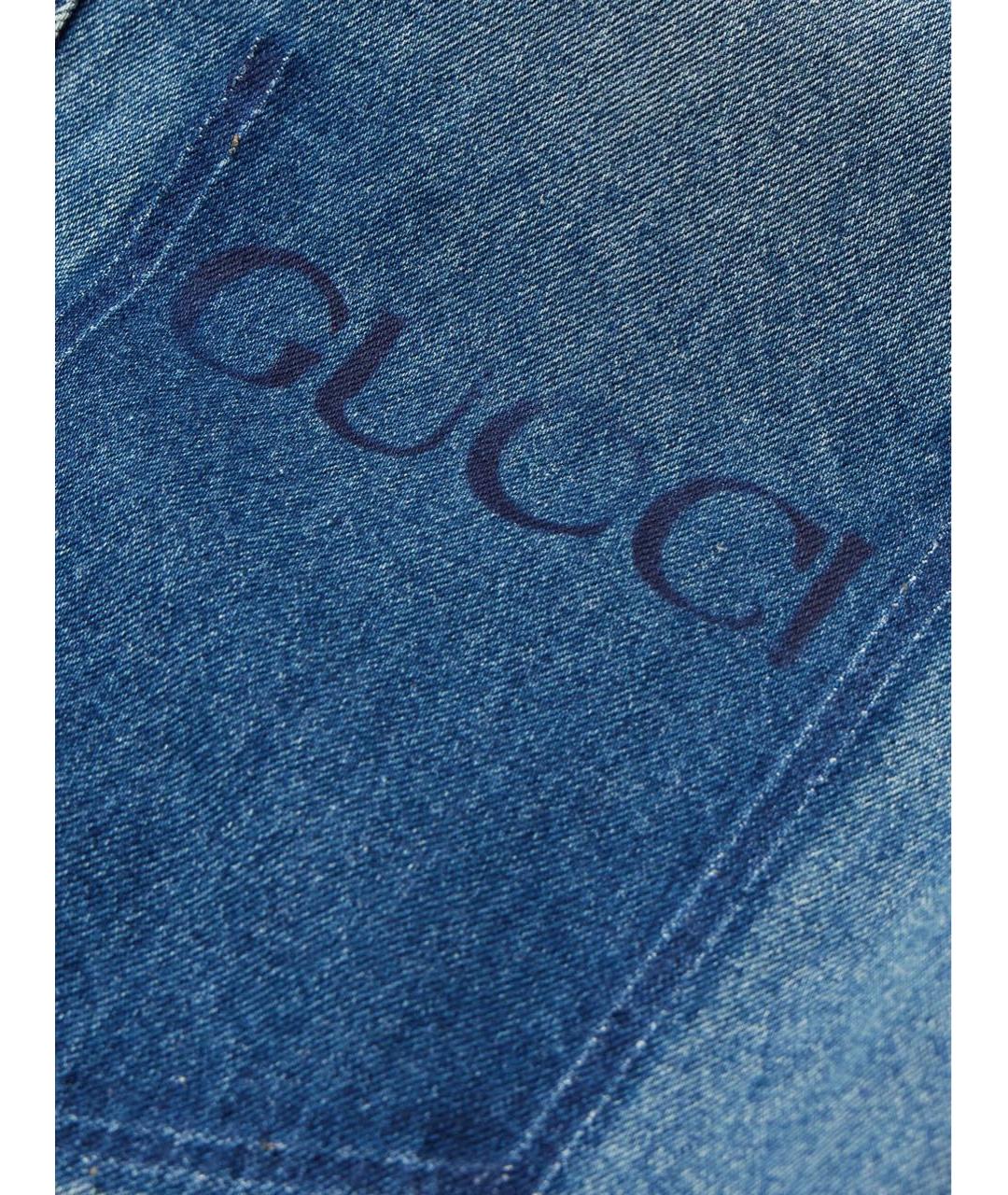 GUCCI Синяя хлопковая кэжуал рубашка, фото 3