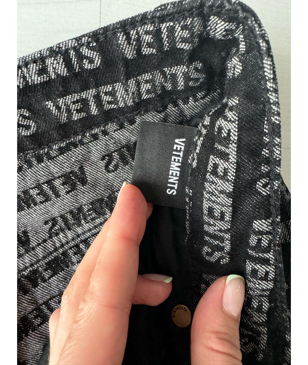 VETEMENTS Черные хлопковые прямые джинсы, фото 8