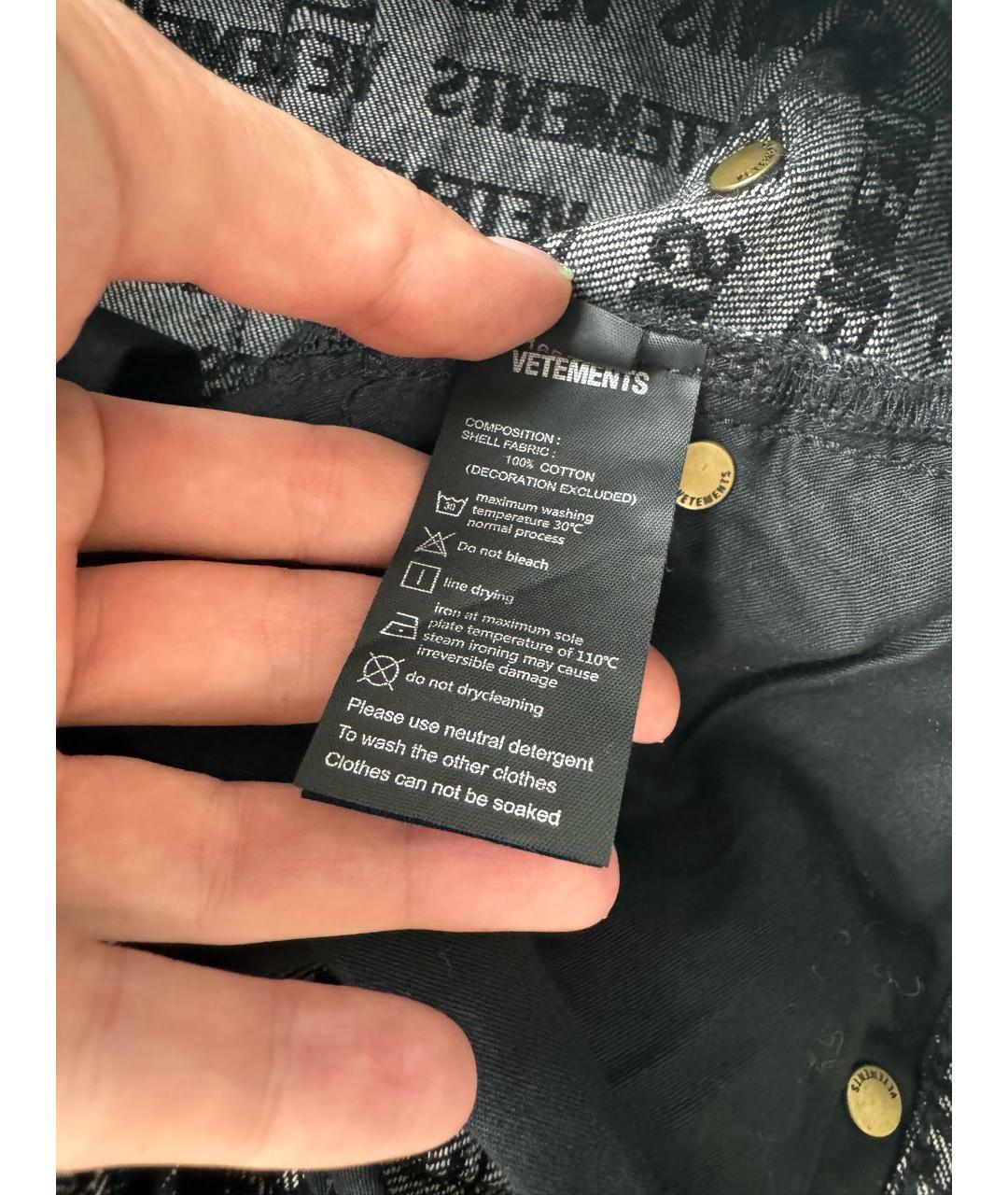 VETEMENTS Черные хлопковые прямые джинсы, фото 3
