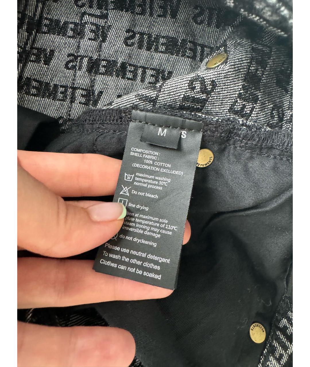 VETEMENTS Черные хлопковые прямые джинсы, фото 6