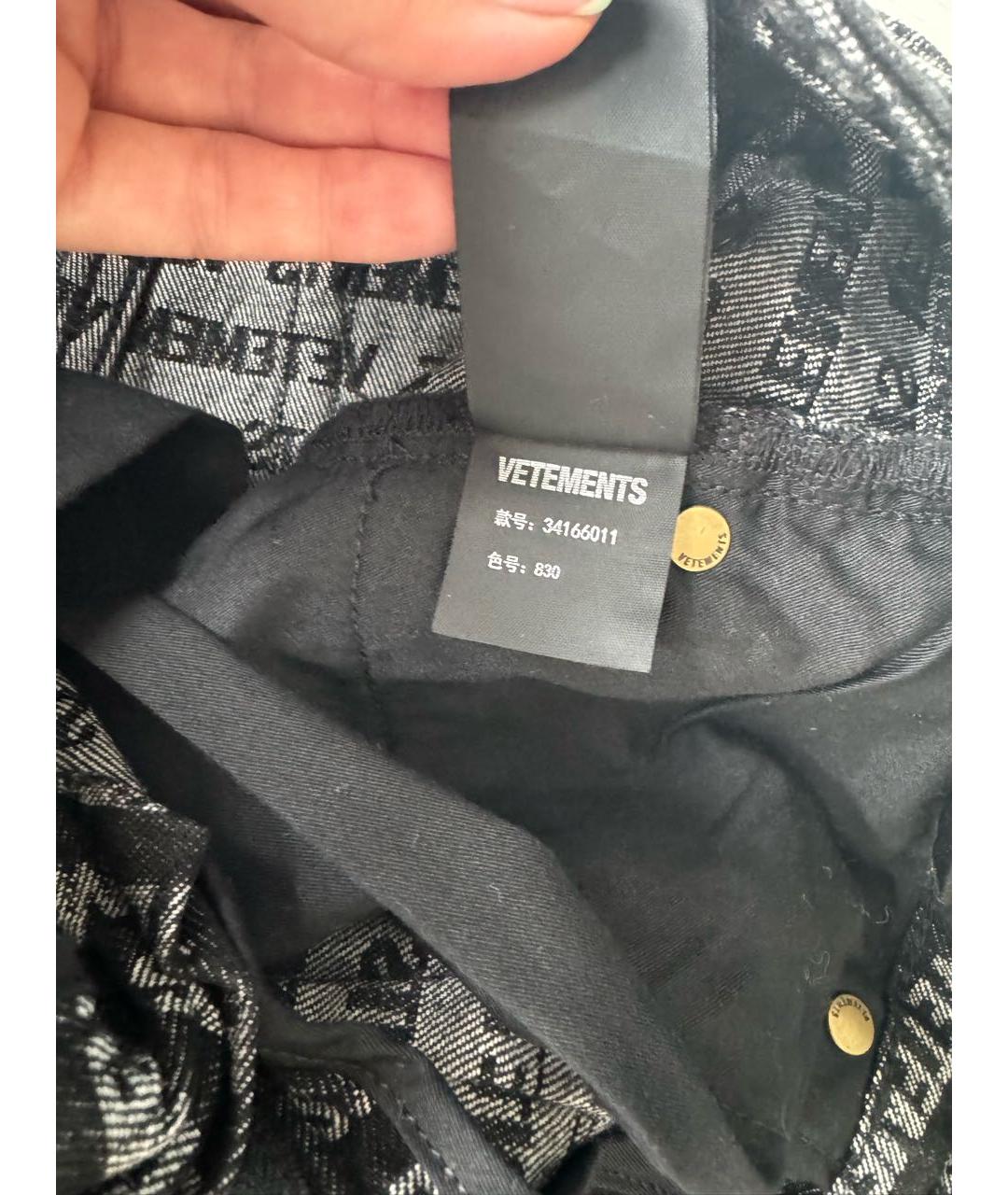 VETEMENTS Черные хлопковые прямые джинсы, фото 7