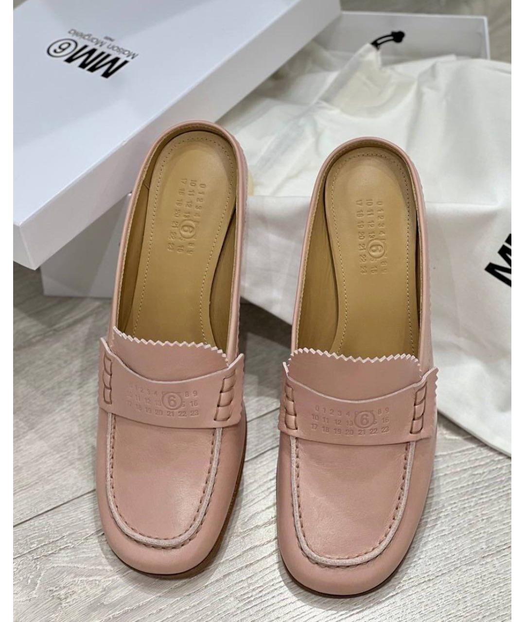 MM6 MAISON MARGIELA Розовые кожаные мюли, фото 3