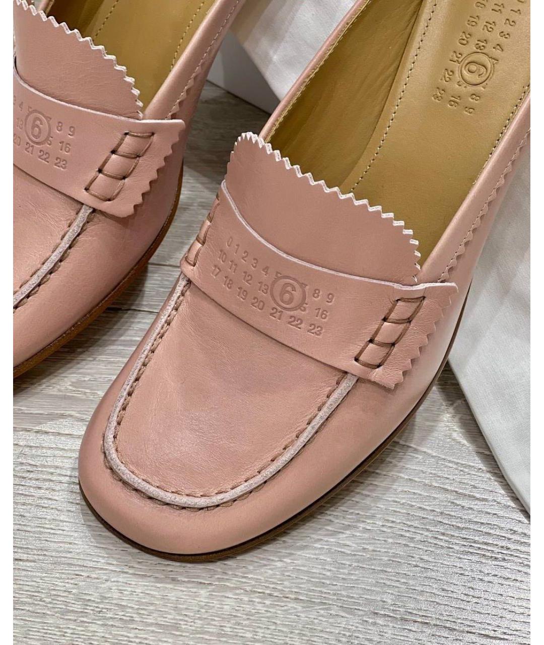 MM6 MAISON MARGIELA Розовые кожаные мюли, фото 4