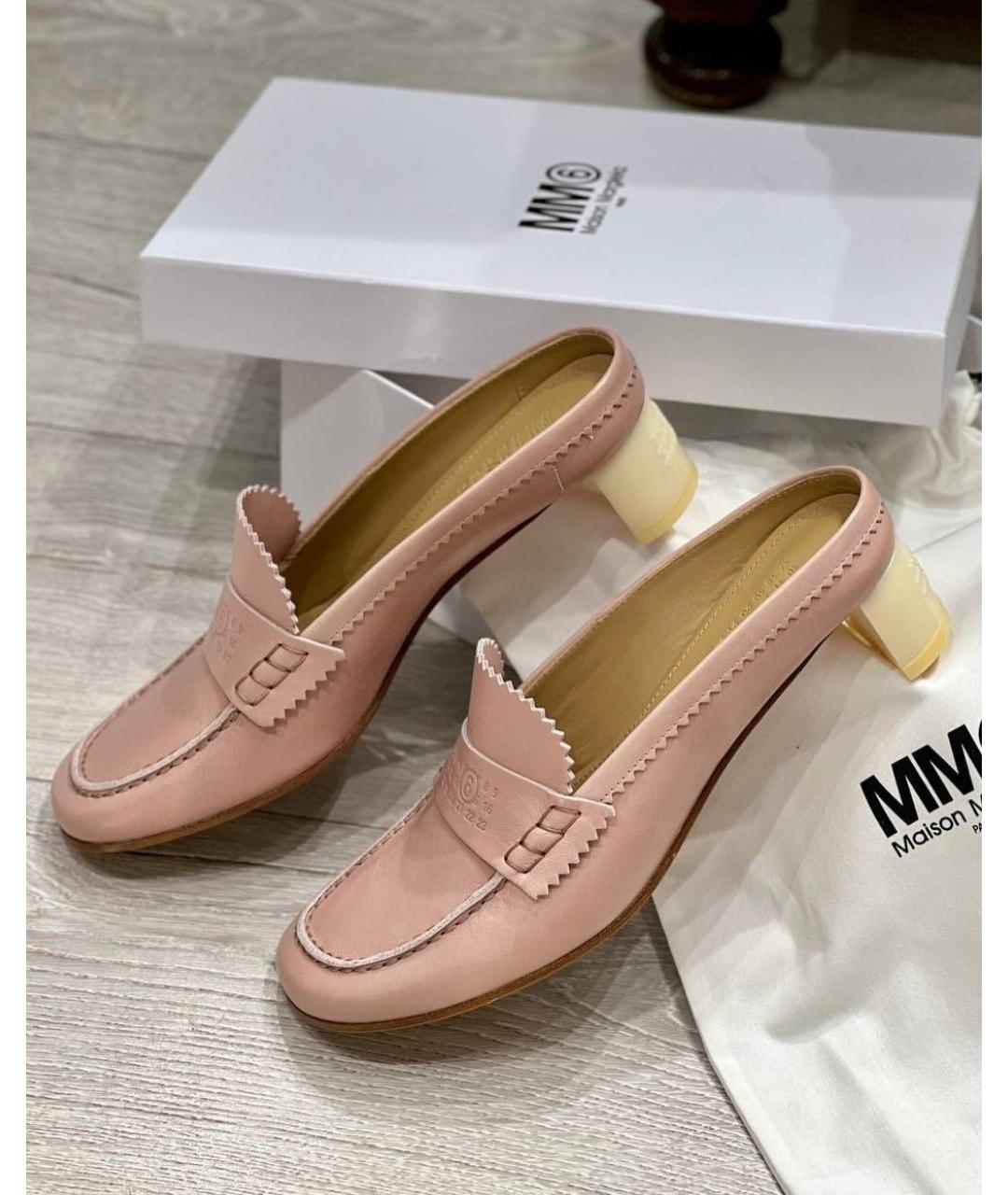 MM6 MAISON MARGIELA Розовые кожаные мюли, фото 7
