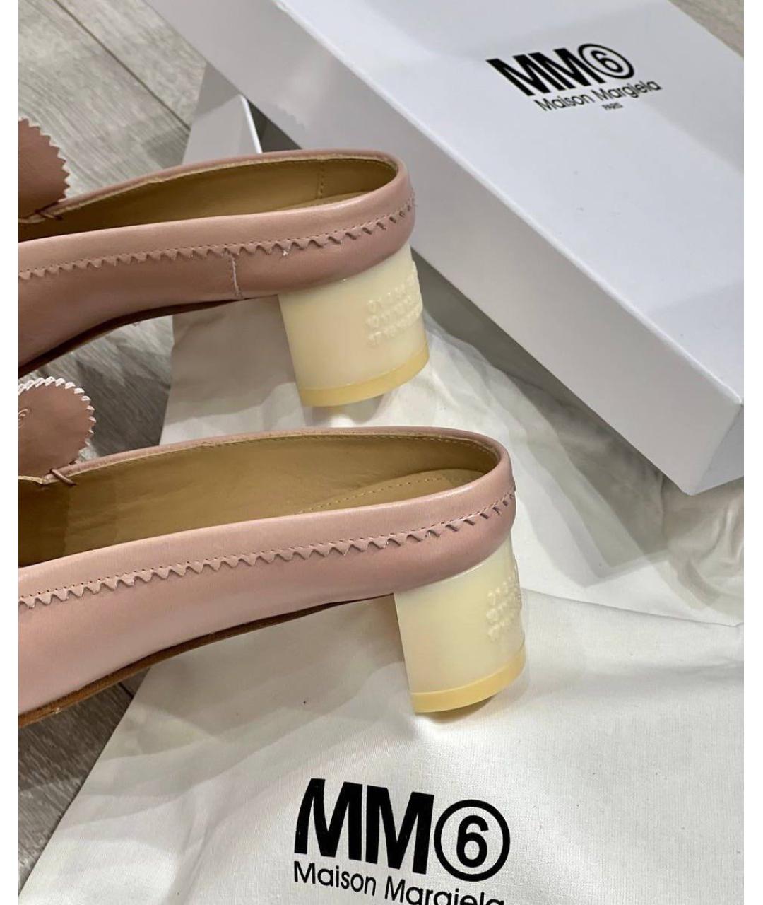 MM6 MAISON MARGIELA Розовые кожаные мюли, фото 6
