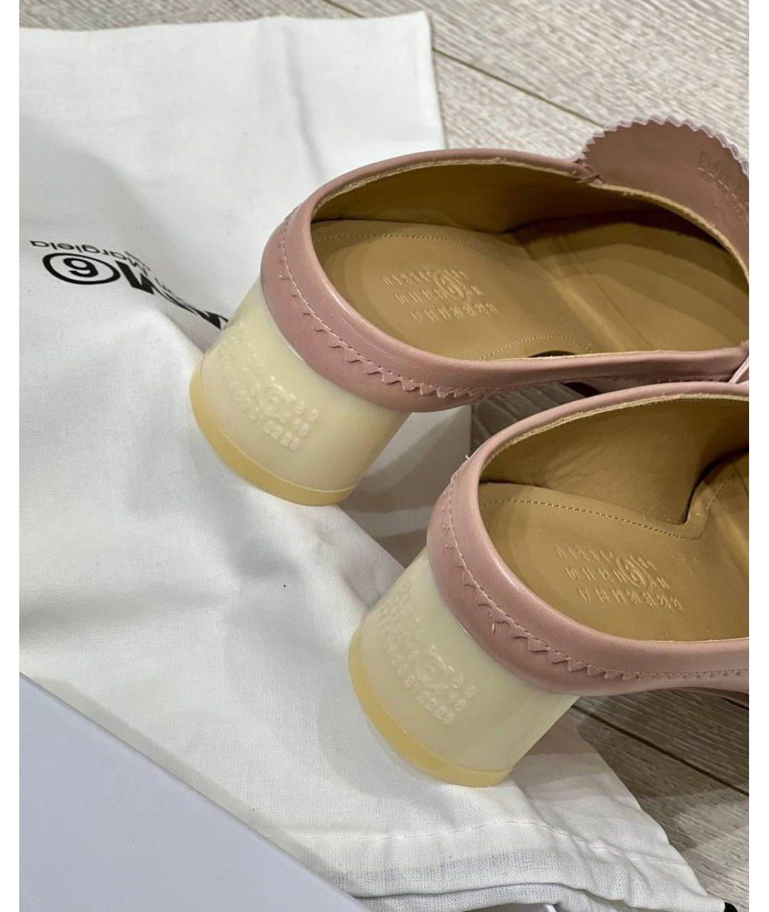 MM6 MAISON MARGIELA Розовые кожаные мюли, фото 5