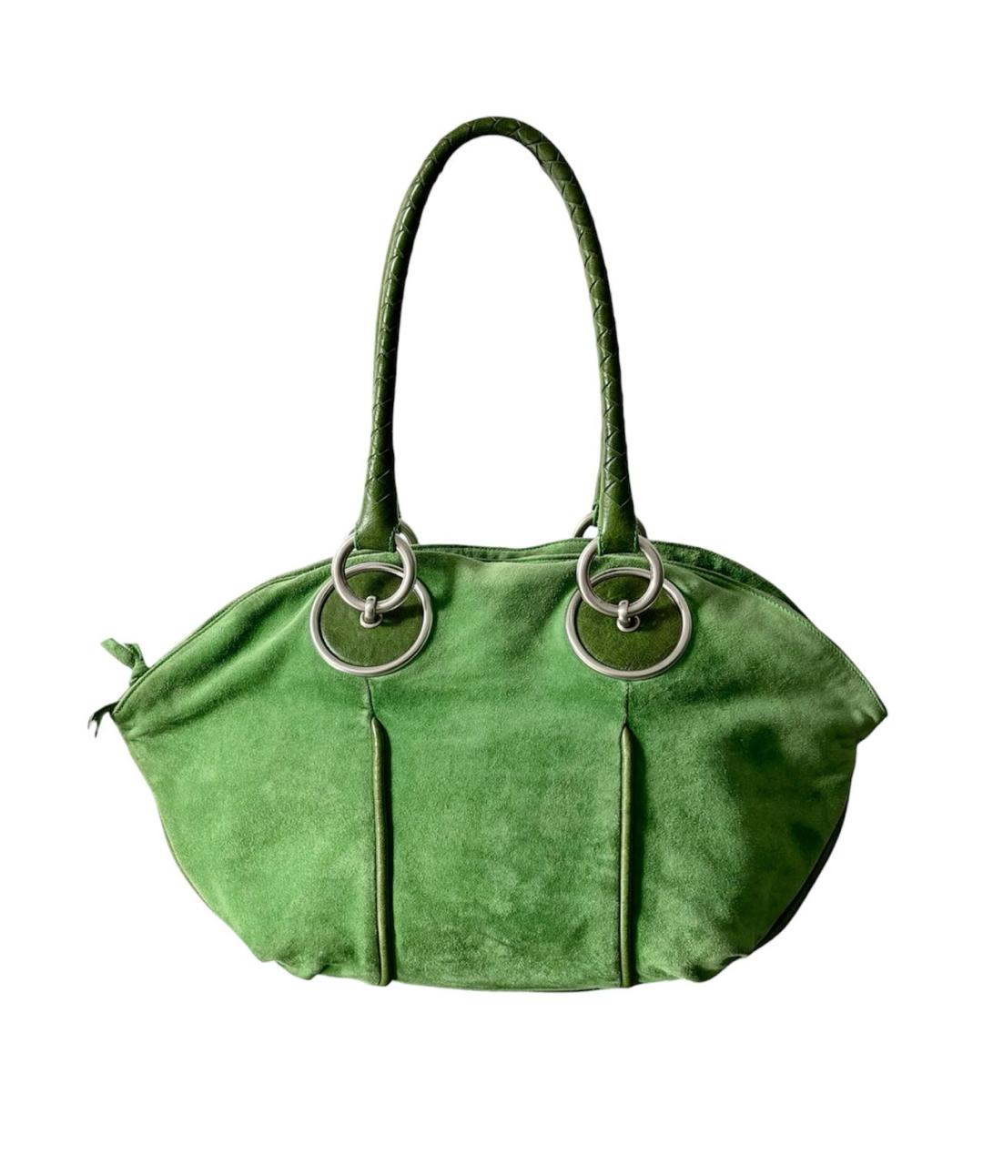 BOTTEGA VENETA Зеленая замшевая сумка с короткими ручками, фото 9