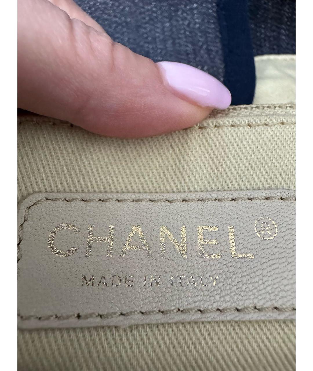 CHANEL Темно-синяя хлопковая сумка тоут, фото 7