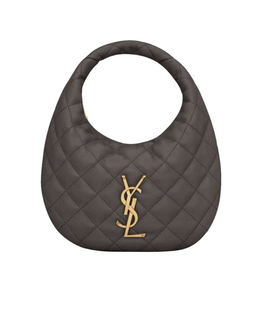 SAINT LAURENT Коричневая кожаная сумка с короткими ручками, фото 1