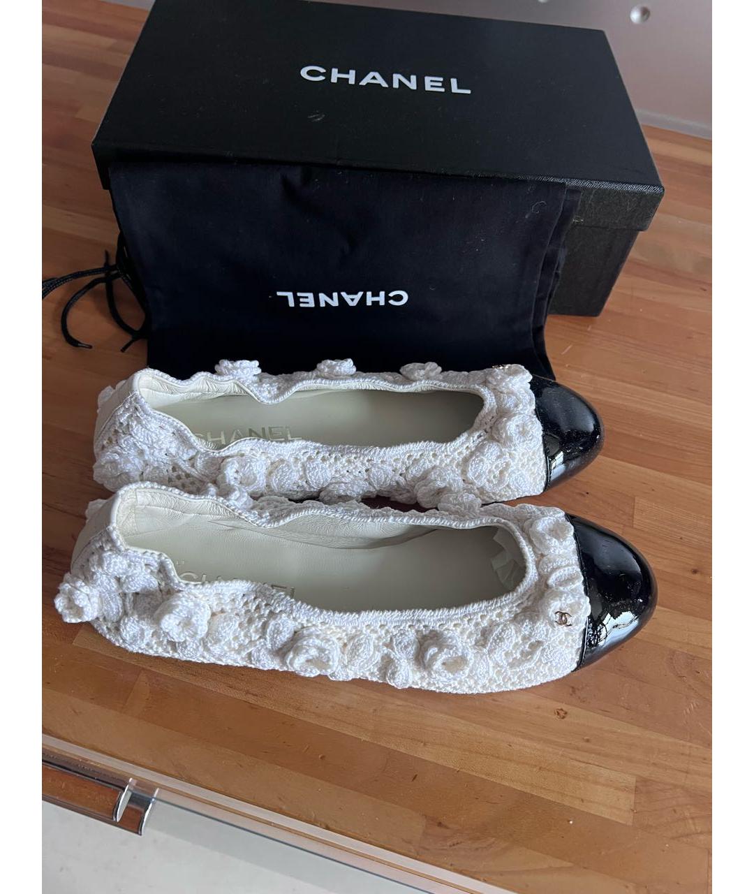 CHANEL Белые текстильные балетки, фото 7